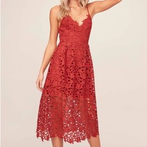 LACE A LINE MIDI DRESS